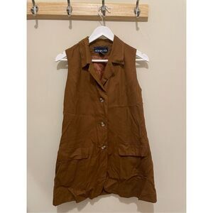 Vintage morningside sleeveless brown silk vest blouse 80s 90s style size 8